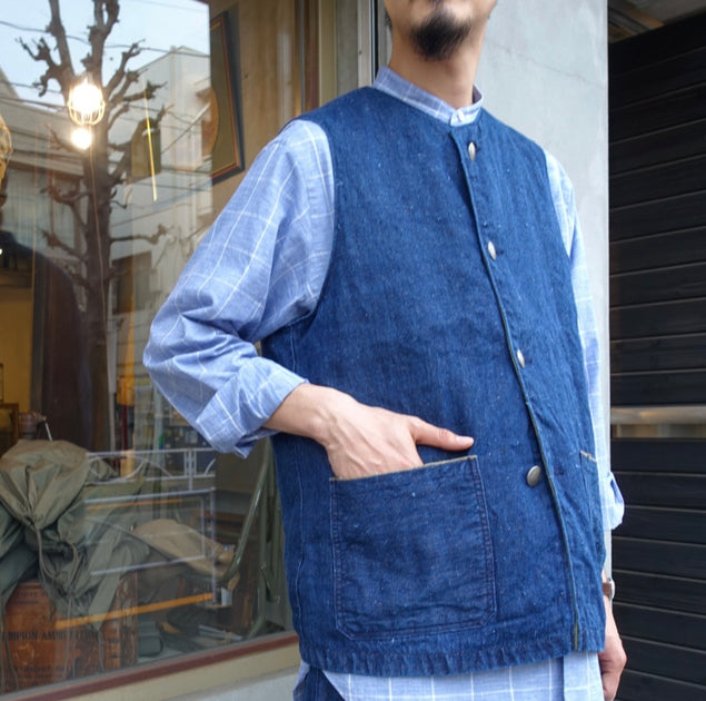 メカニカル JERKIN VEST REVERSIBLE-HEMP DENIM | ochge.org