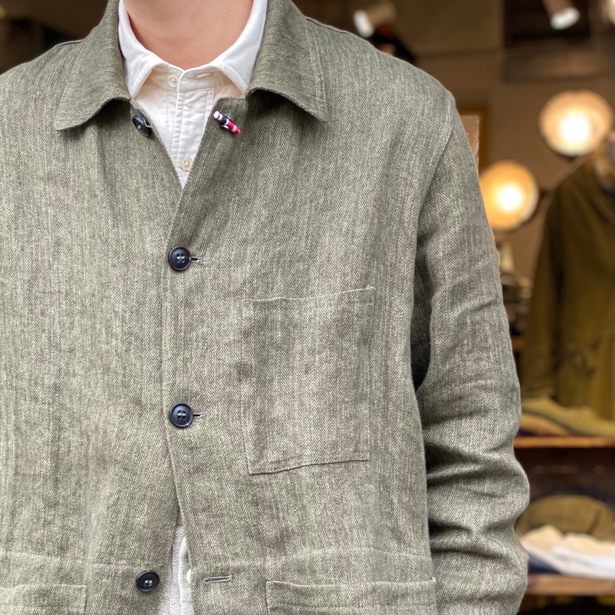 《残り僅か!!》ワークジャケット / WORK JACKET - LINEN YARN DYED HERRINGBONE – ナイジェル・ケーボン  オンラインストア/Nigel Cabourn ONLINE STORE