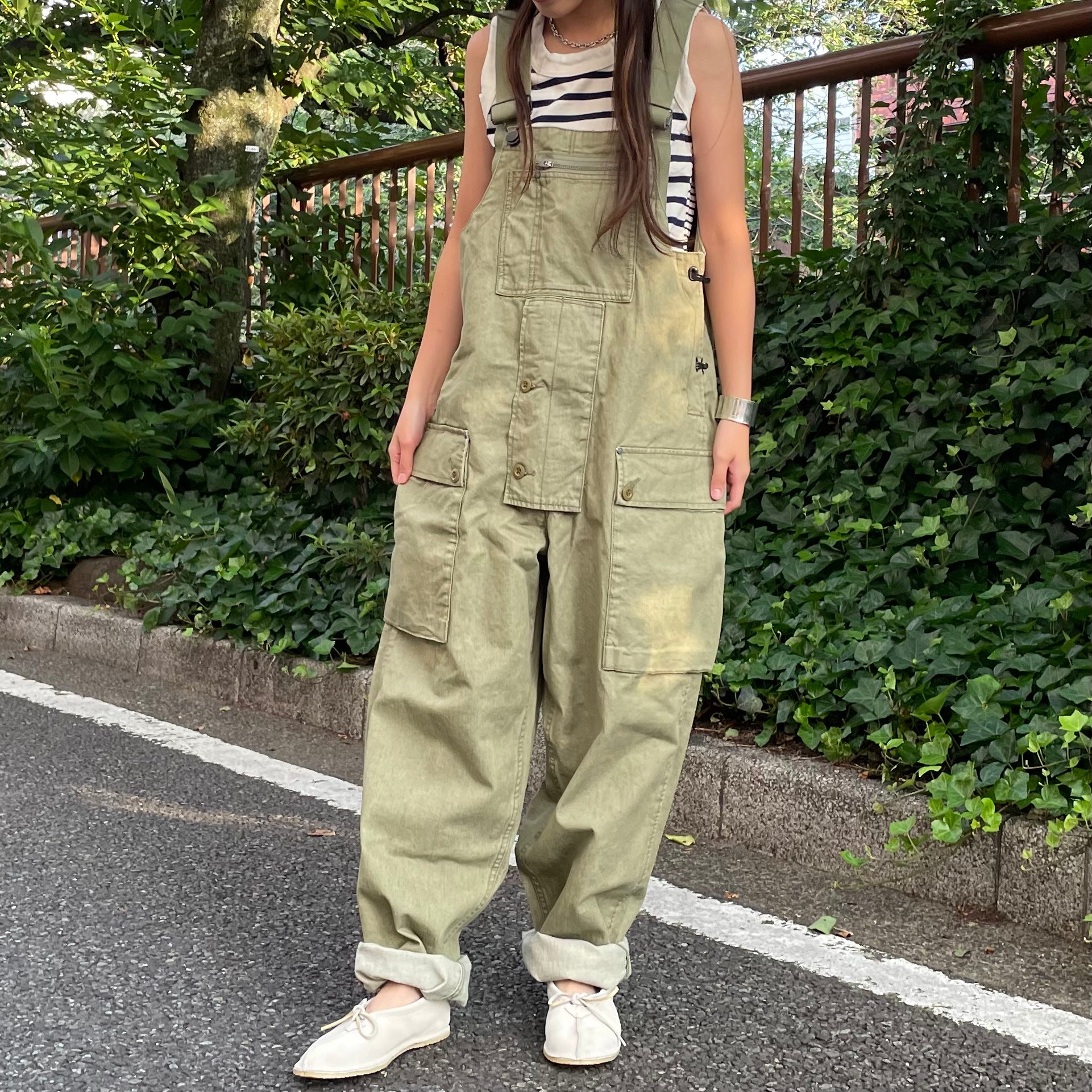 Nigel Cabourn デッキウェアドレス スカート カーキ - サロペット