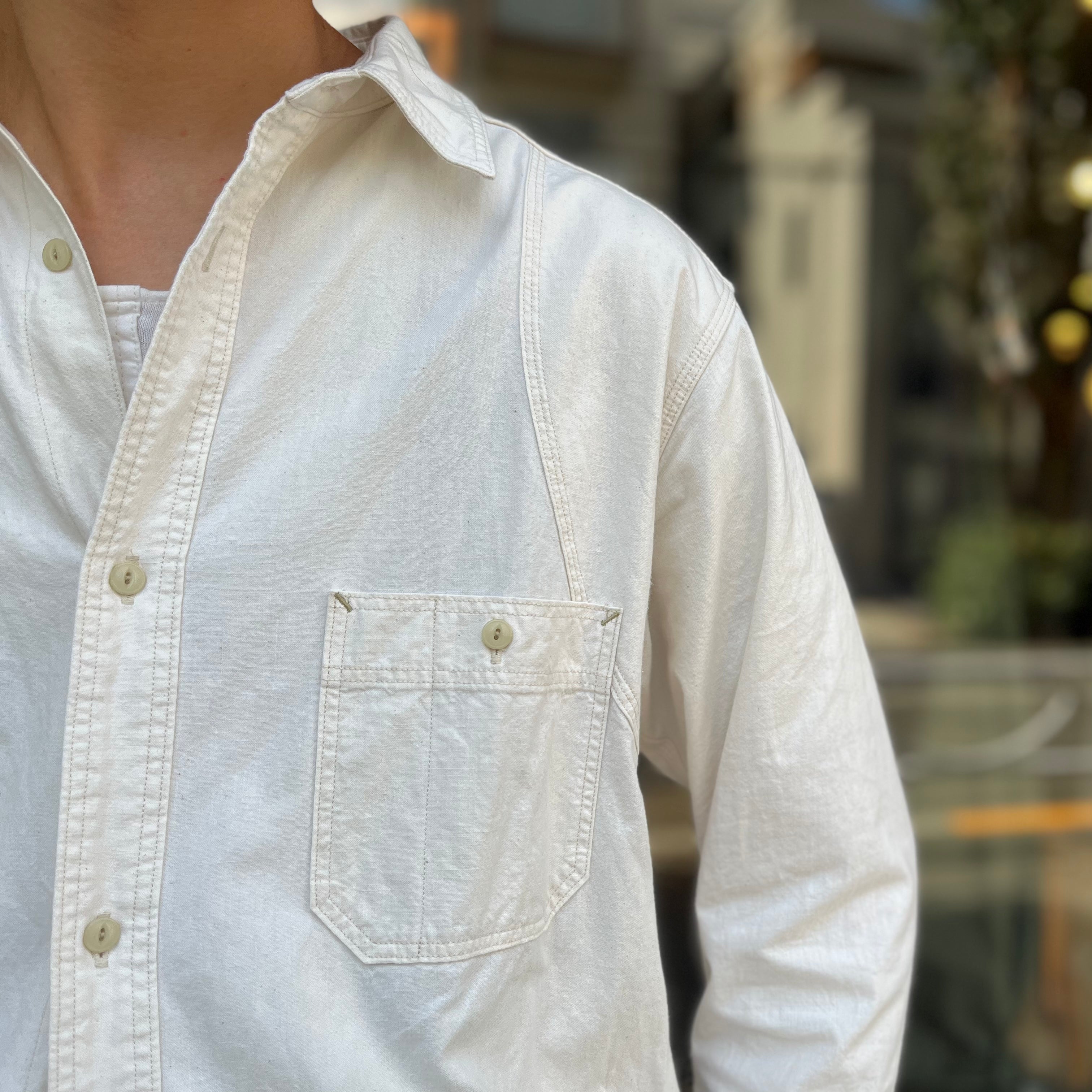 【むね!】【Nigel Cabourn】メディカルシャツアイボリーUSED Ivoryに注目》NEW MEDICAL SHIRT – ナイジェル・ケーボン