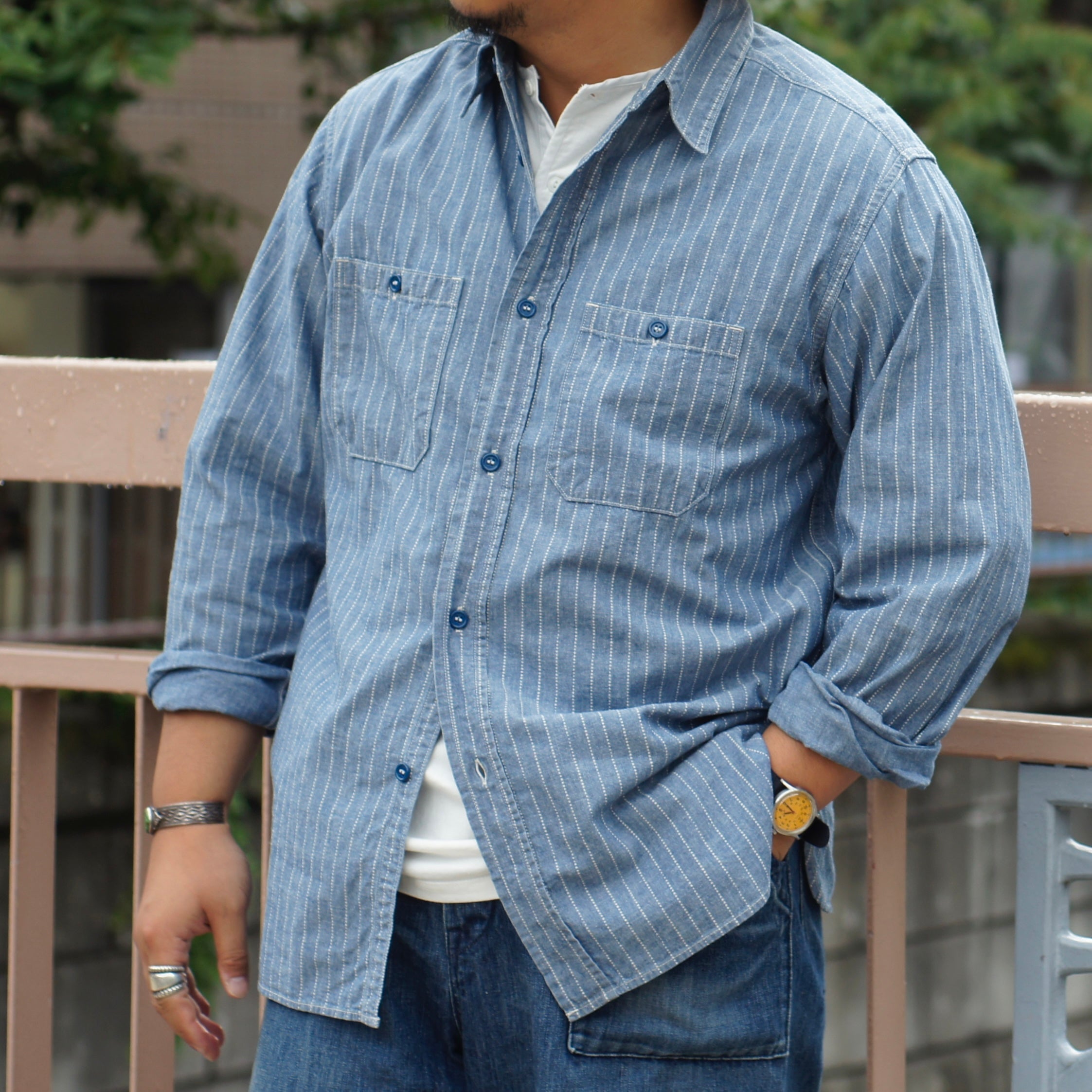 ナイジェルケーボン CPOシャツジャケット ネイビー チェック柄 XL 掘り出し物”定番BRITISH OFFICERS SHIRT – ナイジェル・ケーボン