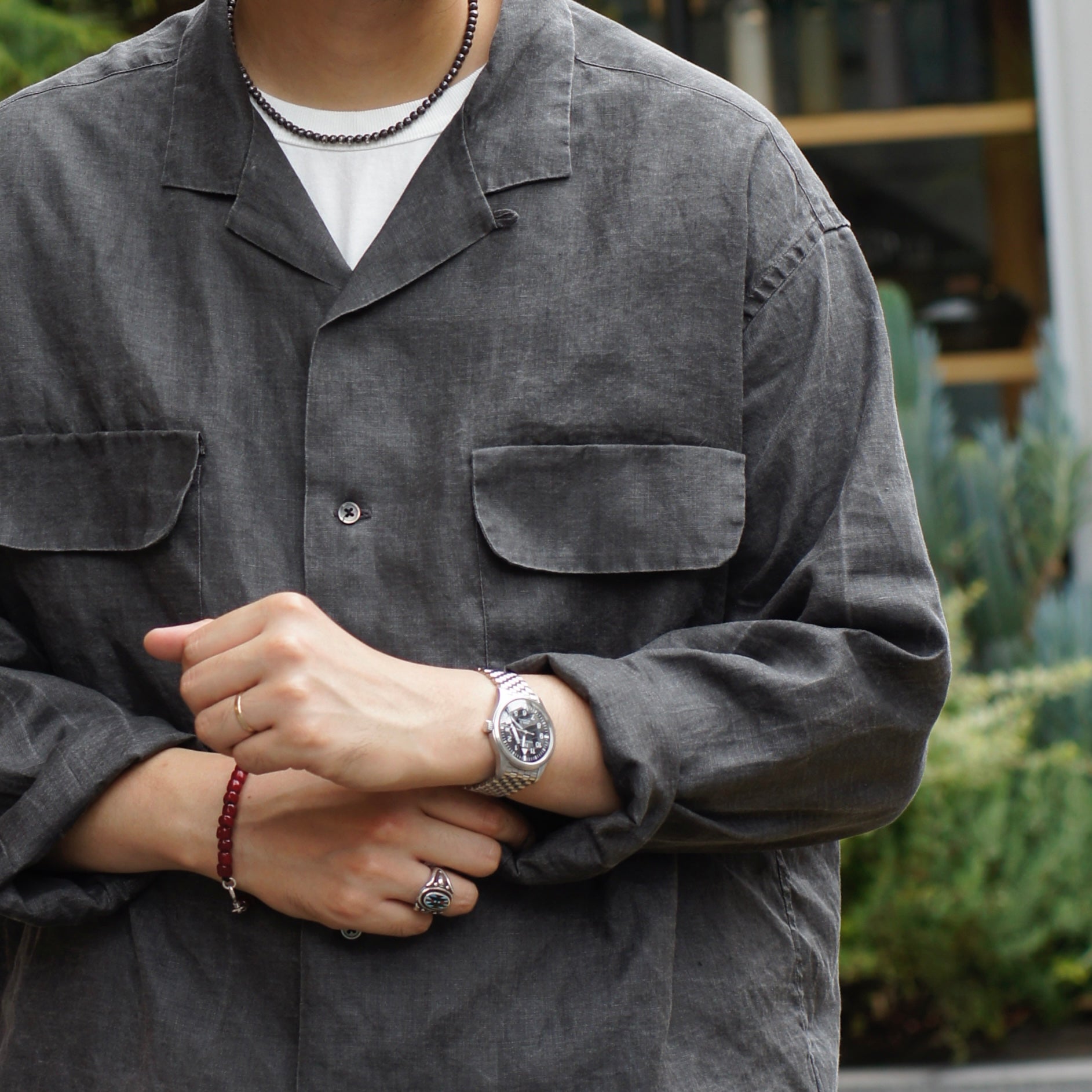 nigel cabourn ナイジェルケーボン hemp オープンカラーシャツ OPEN COLLAR SHIRT HEMP — SPEEDWAY