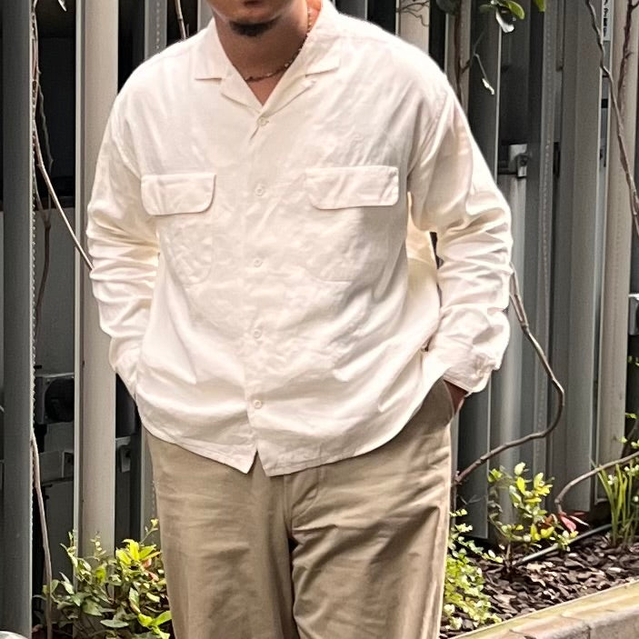 極上の違和感を》OPEN COLLAR SHIRT - LINEN FLEECE – ナイジェル