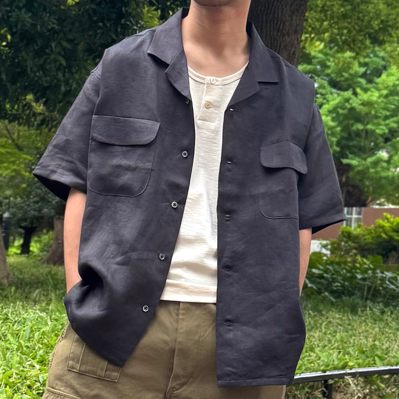 BEACH CAMP オープンカラー ポニーなし 直営店限定》OPEN COLLAR SHIRT - BASEBALL & CRICKET RAYON
