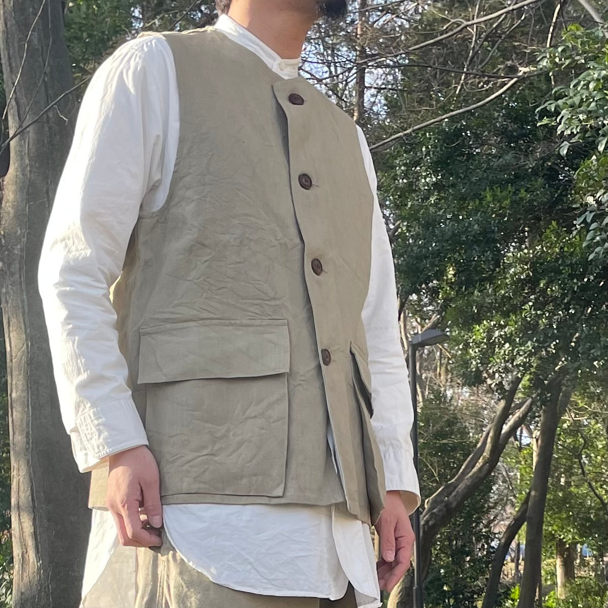 インナー・アウター選ばず使えるアイテム》JERKIN VEST -HEMP CANVAS