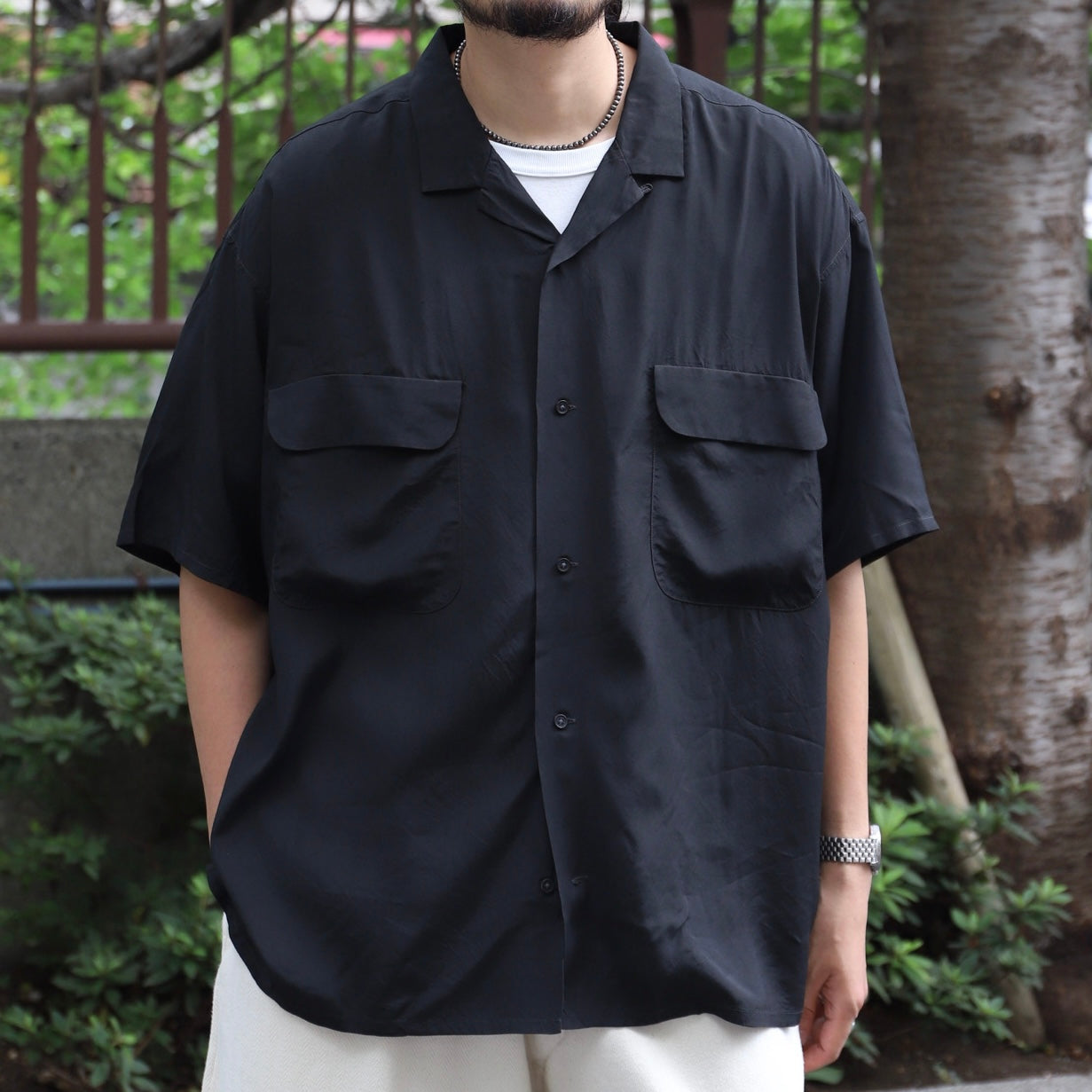 ギャップを楽しむ》OPEN COLLAR SHIRT - RAYON SULFUR DYE