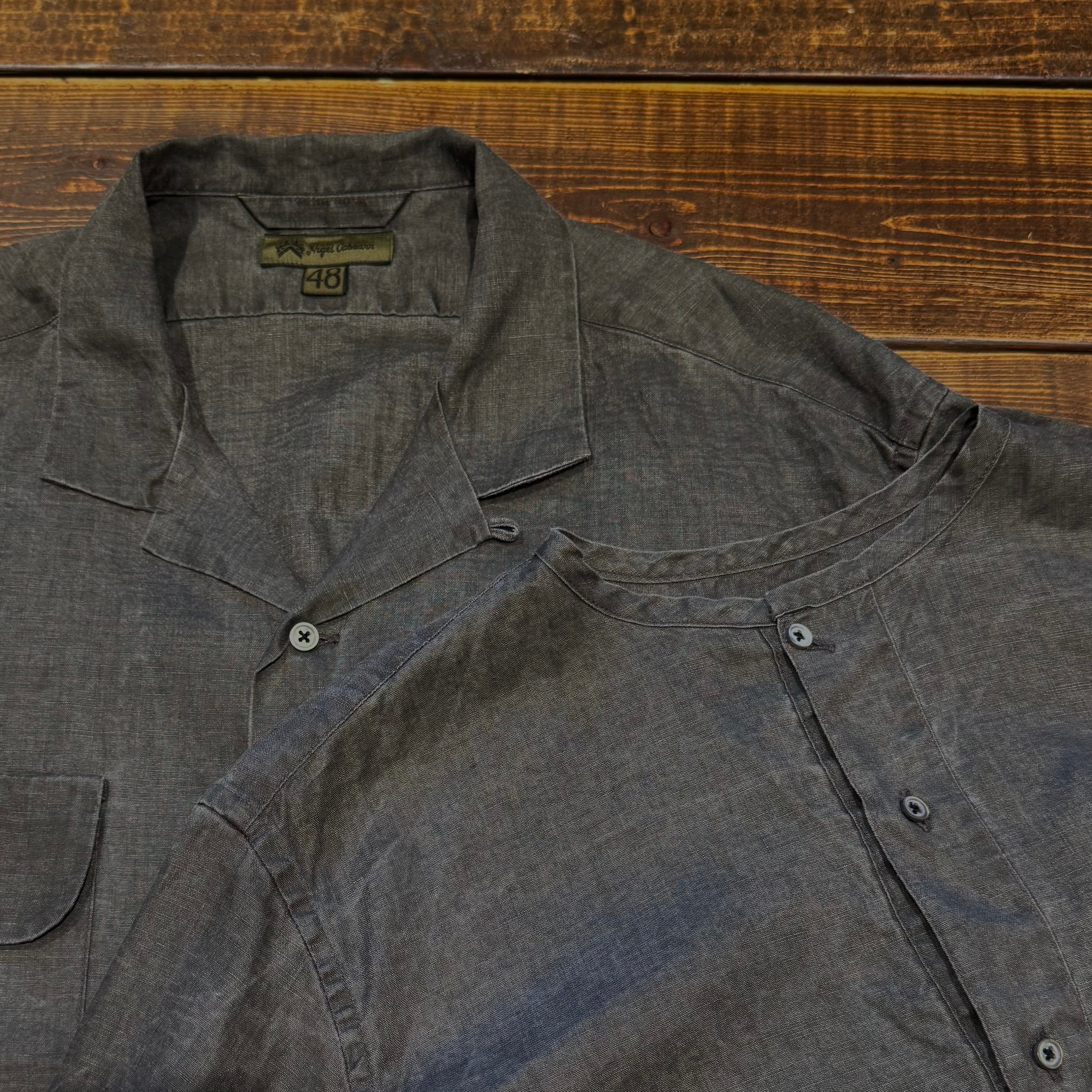 Greyカラーに注目》OPEN COLLAR SHIRT - HEMP & HENLEY NECK SHIRT