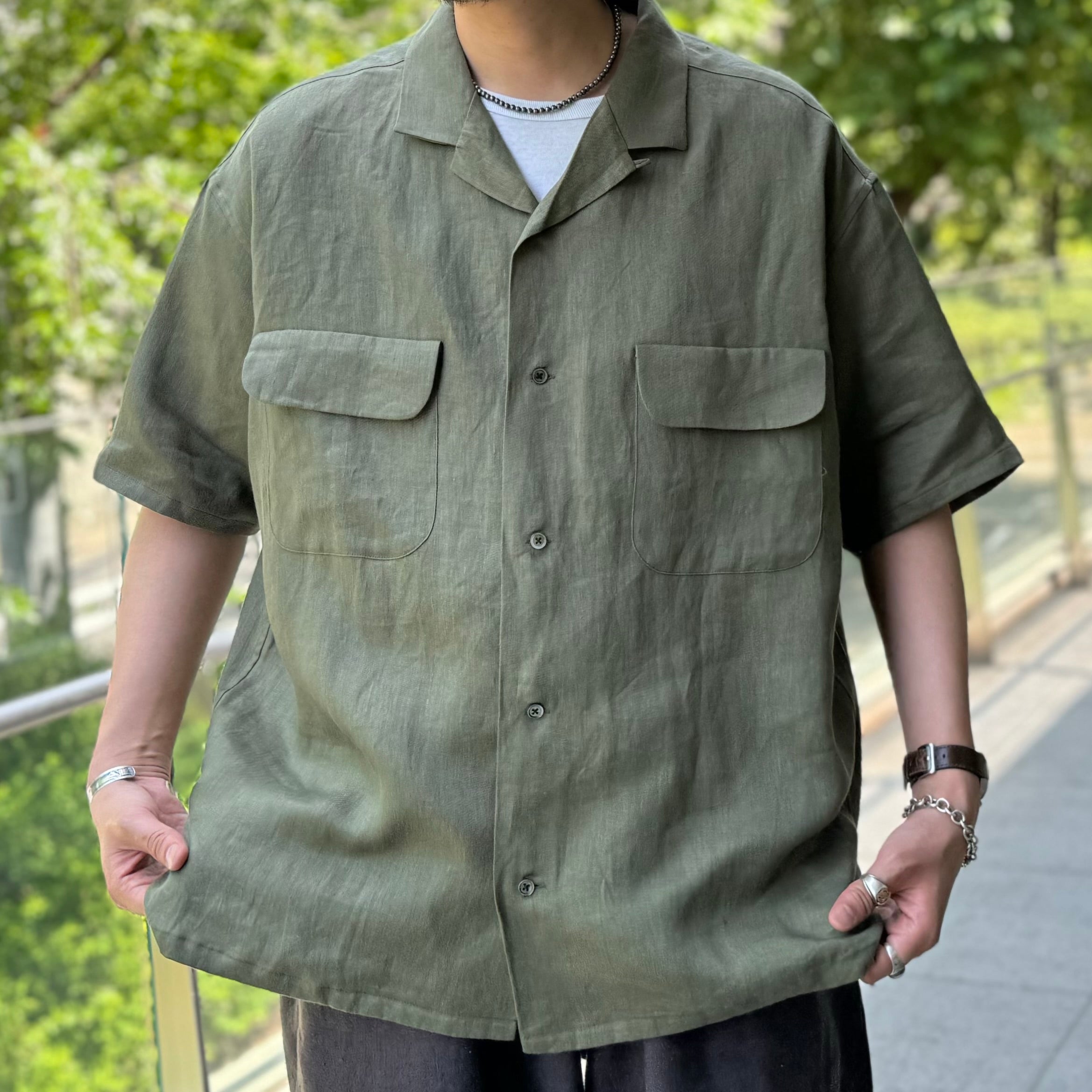 快適な着心地》OPEN COLLAR SHIRT - LINEN TWILL – ナイジェル