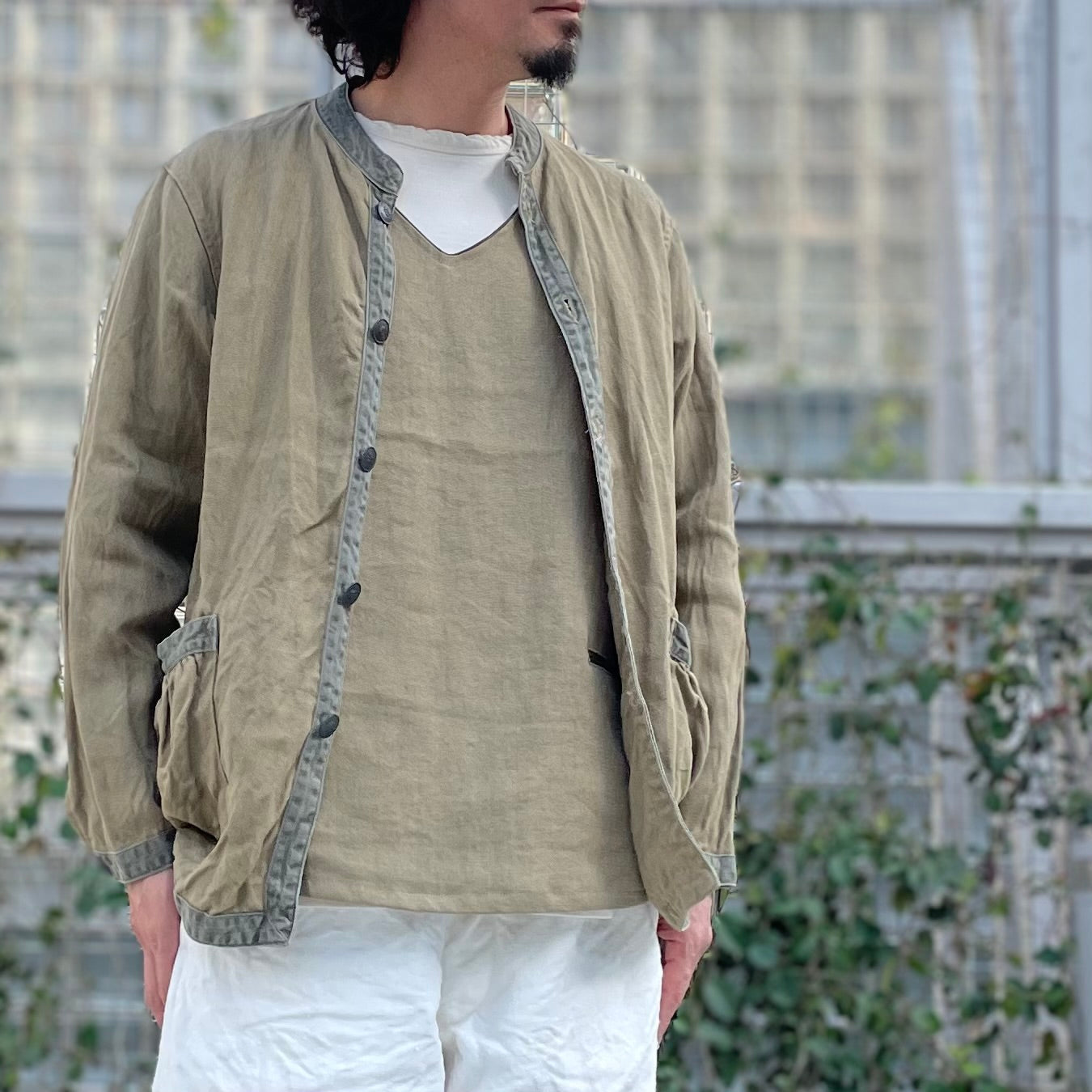 着心地と風合いの両立》FRENCH WORK JACKET - LINEN PIN OX 着心地と風合いの両立》FRENCH WORK JACKET - LINEN PIN OX