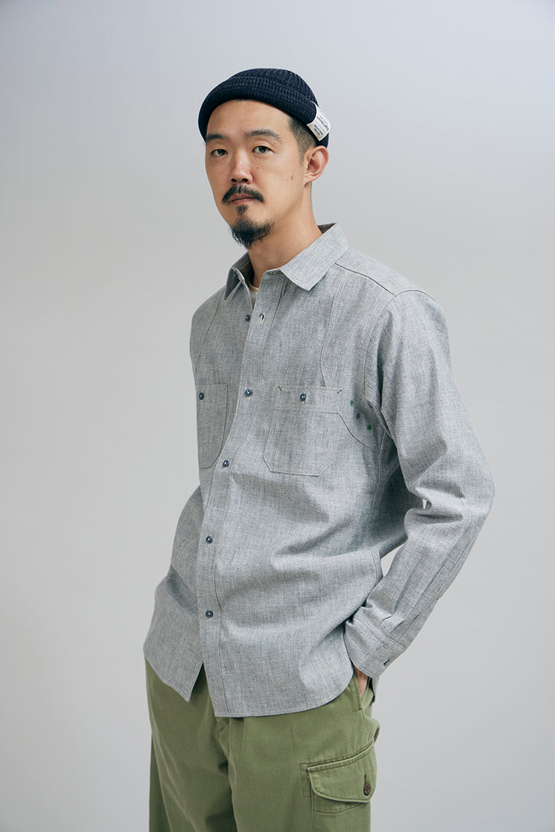 【ナイジェル・ケーボン】MAN / ニューメディカルシャツ - ソルト&ペッパー / NEW MEDICAL SHIRT SALT&PEPPER