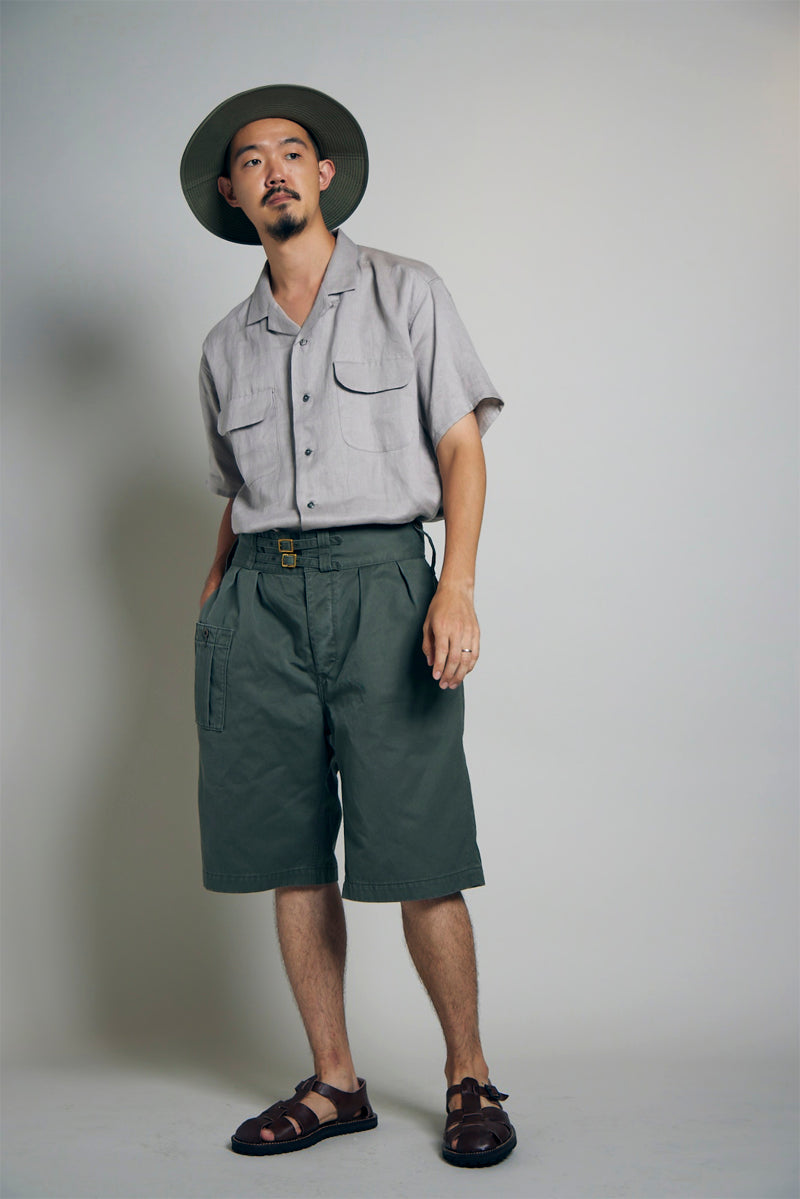 【ナイジェル・ケーボン】MAN / オープンカラーシャツ - リネンツイル / OPEN COLLAR SHIRT - LINEN TWIL