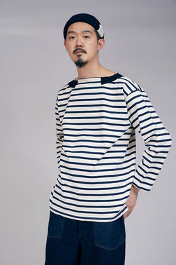 【ナイジェル・ケーボン】UNISEX / ブリティッシュアーミー 14.1オンス スラブボーダーシャツ / BRITISH ARMY 14.1oz SLUB BORDER SHIRT