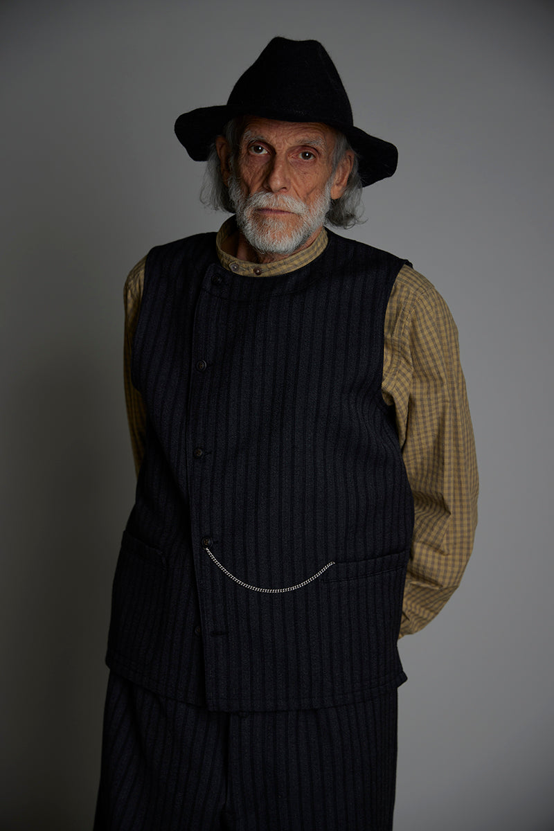 【ナイジェル・ケーボン】MAN / ファーマーベスト - ストライプダブルクロス / FARMER VEST - STRIPE DOUBLE CLOTH