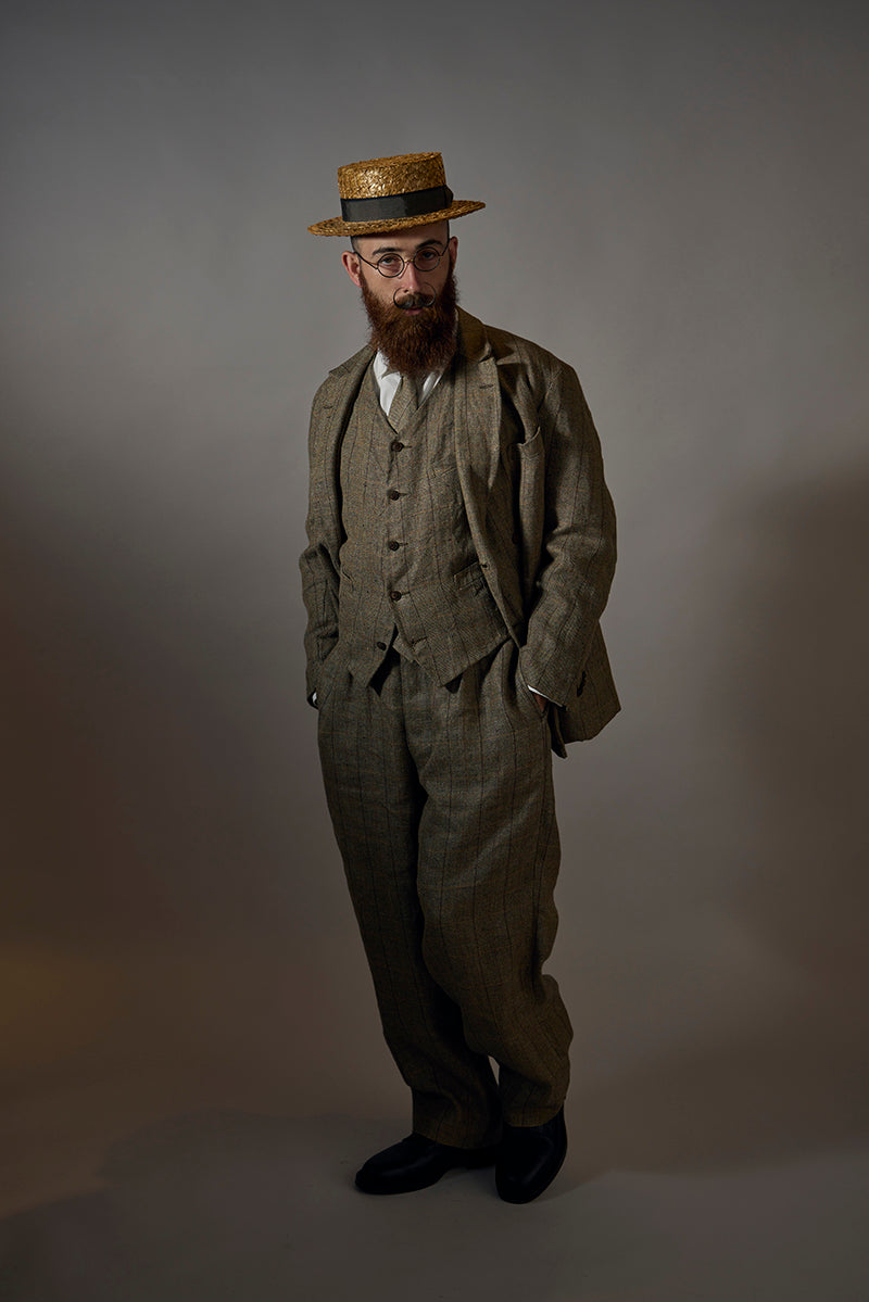 【ナイジェル・ケーボン】MAN / エンジニアダブルブレストジャケット - ヘンプリネンチェック / ENGINEER DB JACKET - HEMP LINEN CHECK