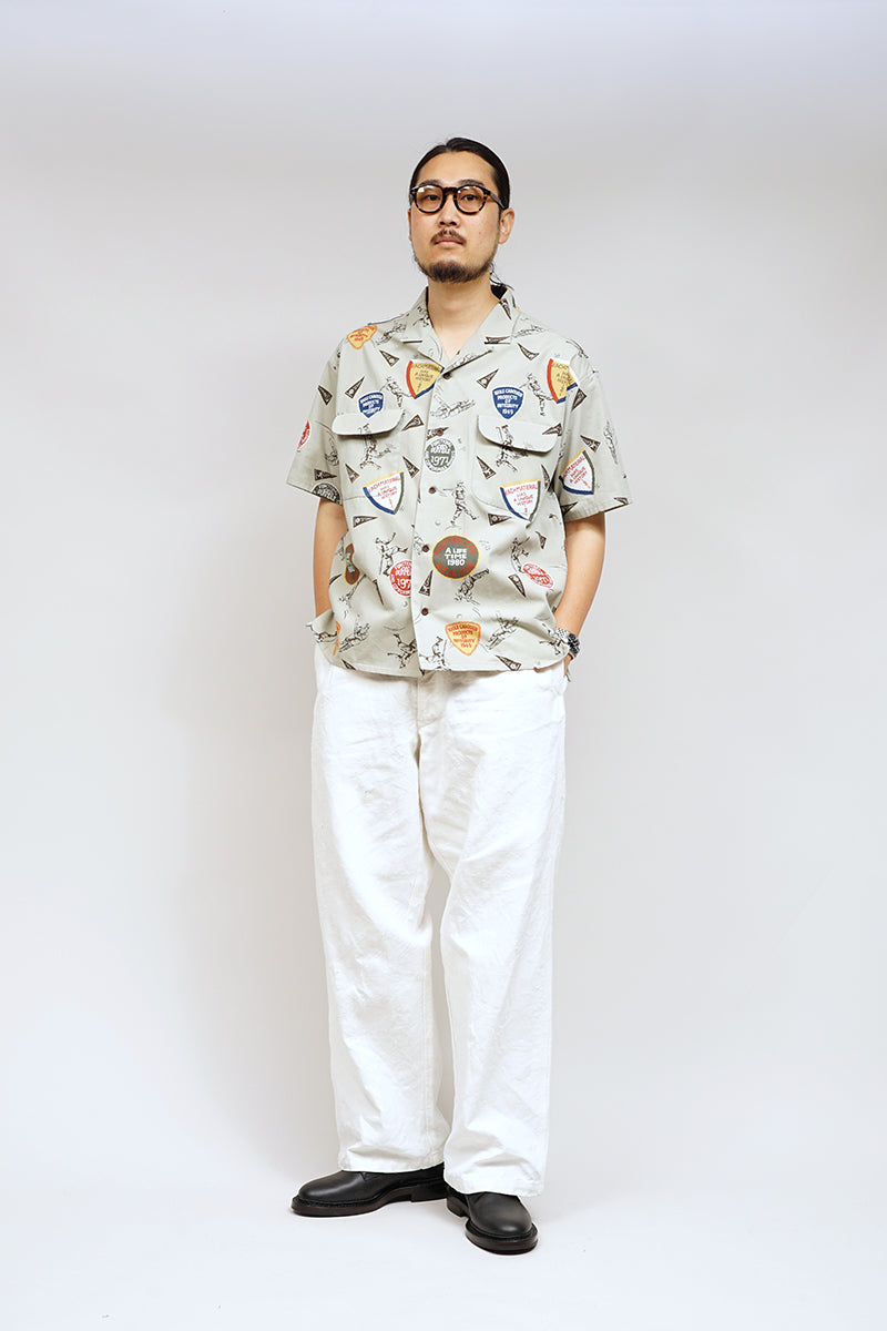 【ナイジェル・ケーボン】MAN / オープンカラーシャツ - ベースボールクリケットレーヨン / OPEN COLLAR SHIRT - BASEBALL & CRICKET RAYON