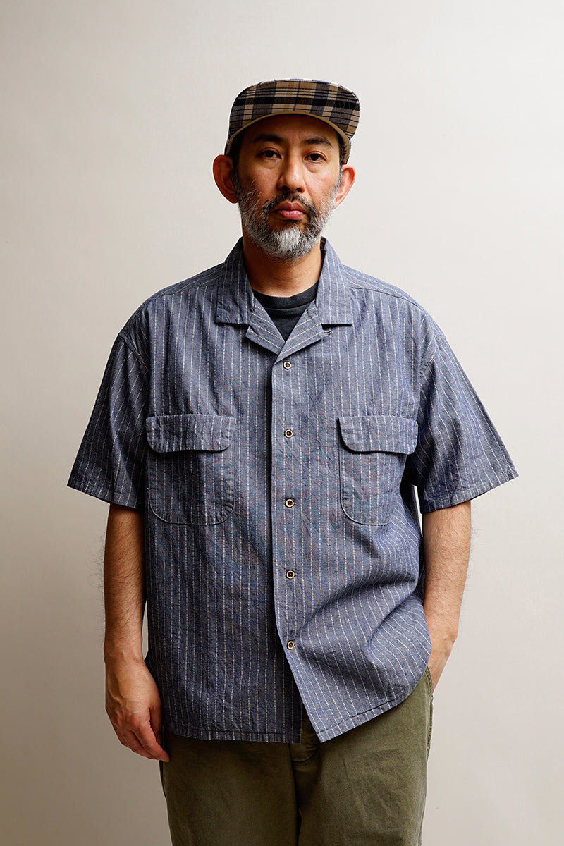 【ナイジェル・ケーボン】MAN / オープンカラーシャツ - ウォバッシュダンガリー / OPEN COLLAR SHIRT - WABASH DUNGAREE
