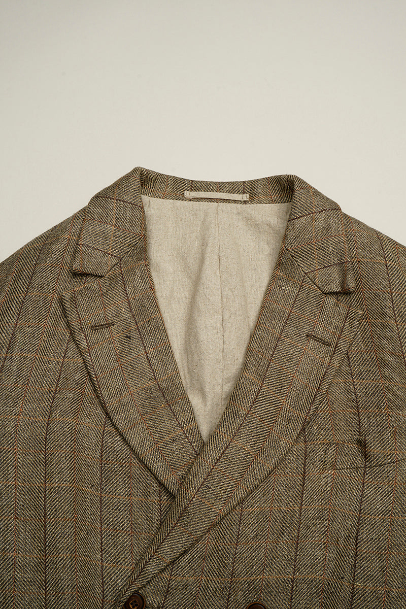 【ナイジェル・ケーボン】MAN / エンジニアダブルブレストジャケット - ヘンプリネンチェック / ENGINEER DB JACKET - HEMP LINEN CHECK
