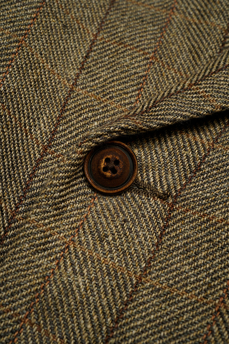 【ナイジェル・ケーボン】MAN / エンジニアダブルブレストジャケット - ヘンプリネンチェック / ENGINEER DB JACKET - HEMP LINEN CHECK