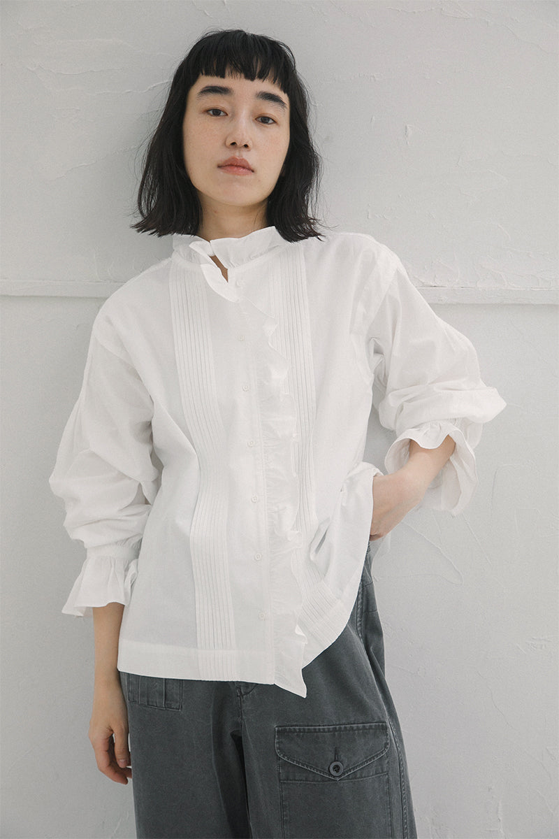 【美品】Nigel Cabourn WOMAN ギャザーカラーブラウス ナイジェル・ケーボン】WOMAN / ギャザーカラーブラウス / GATHER