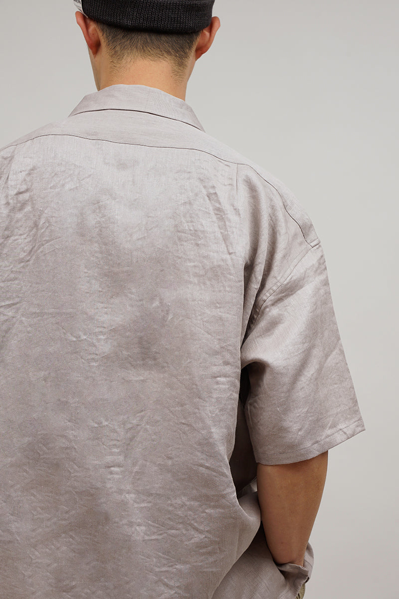 【ナイジェル・ケーボン】UNISEX / オープンカラーシャツ - リネンツイル / OPEN COLLAR SHIRT - LINEN TWILL