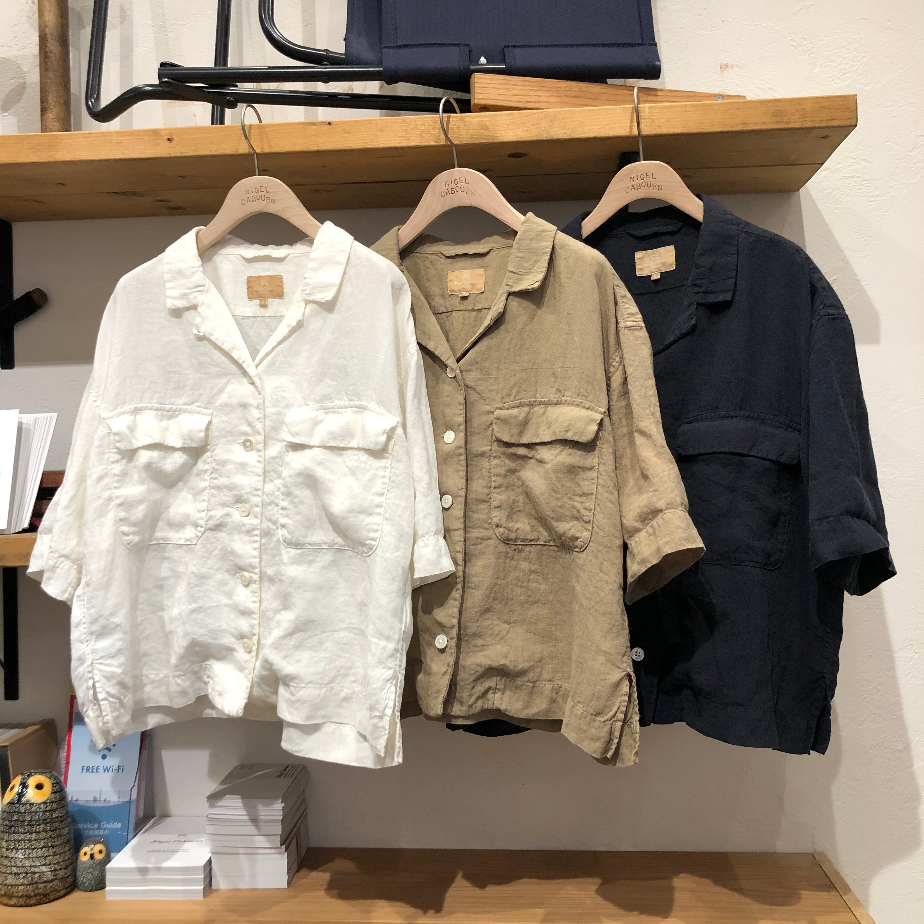 ナイジェルケーボン オープンカラー シャツ 48 半袖 コットン NIGEL CABOURN ナイジェルケーボン シャツ OPEN COLLAR SHIRT