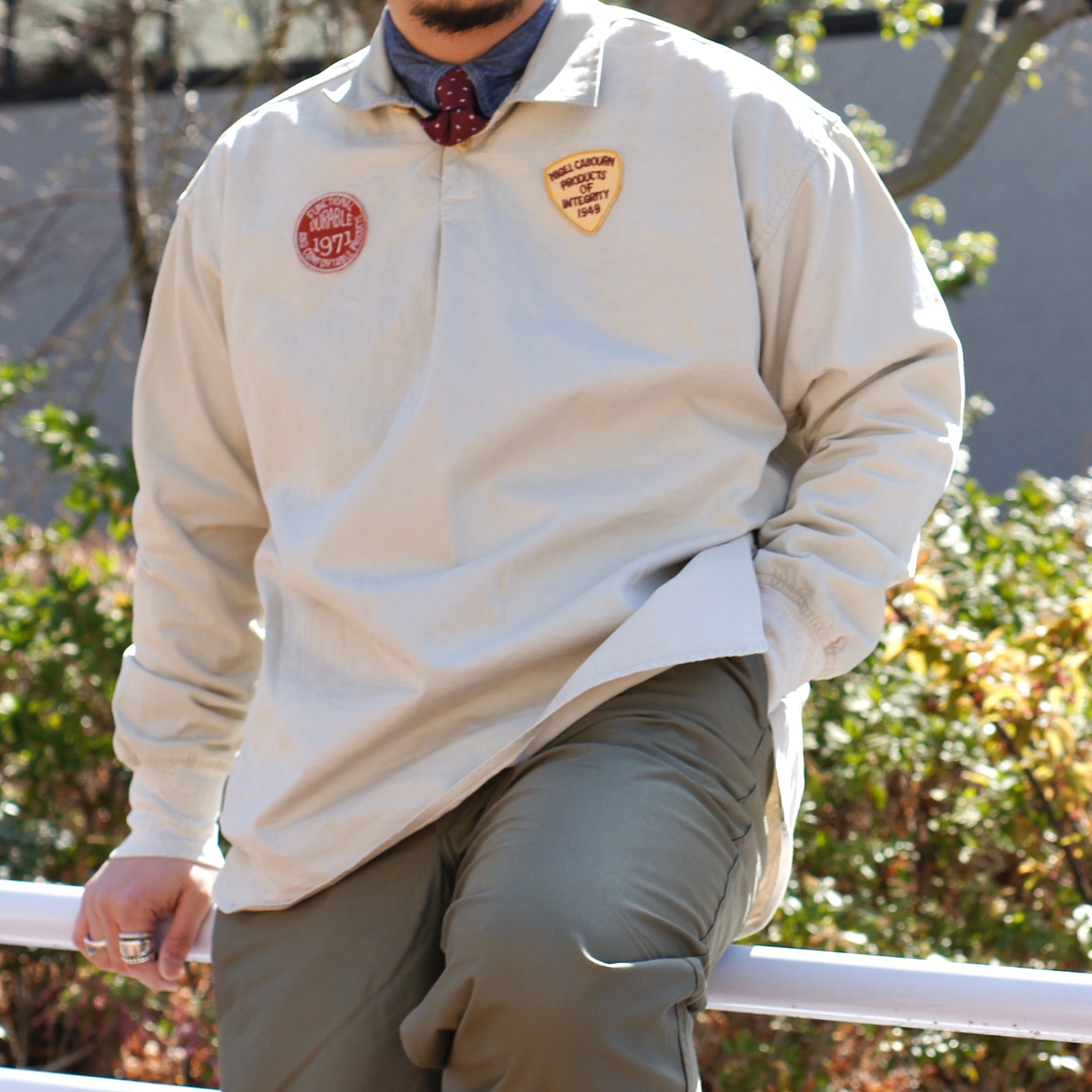 Nigel Cabourn 刺繍ロゴ 長袖ポロシャツ 46 - メルカリ