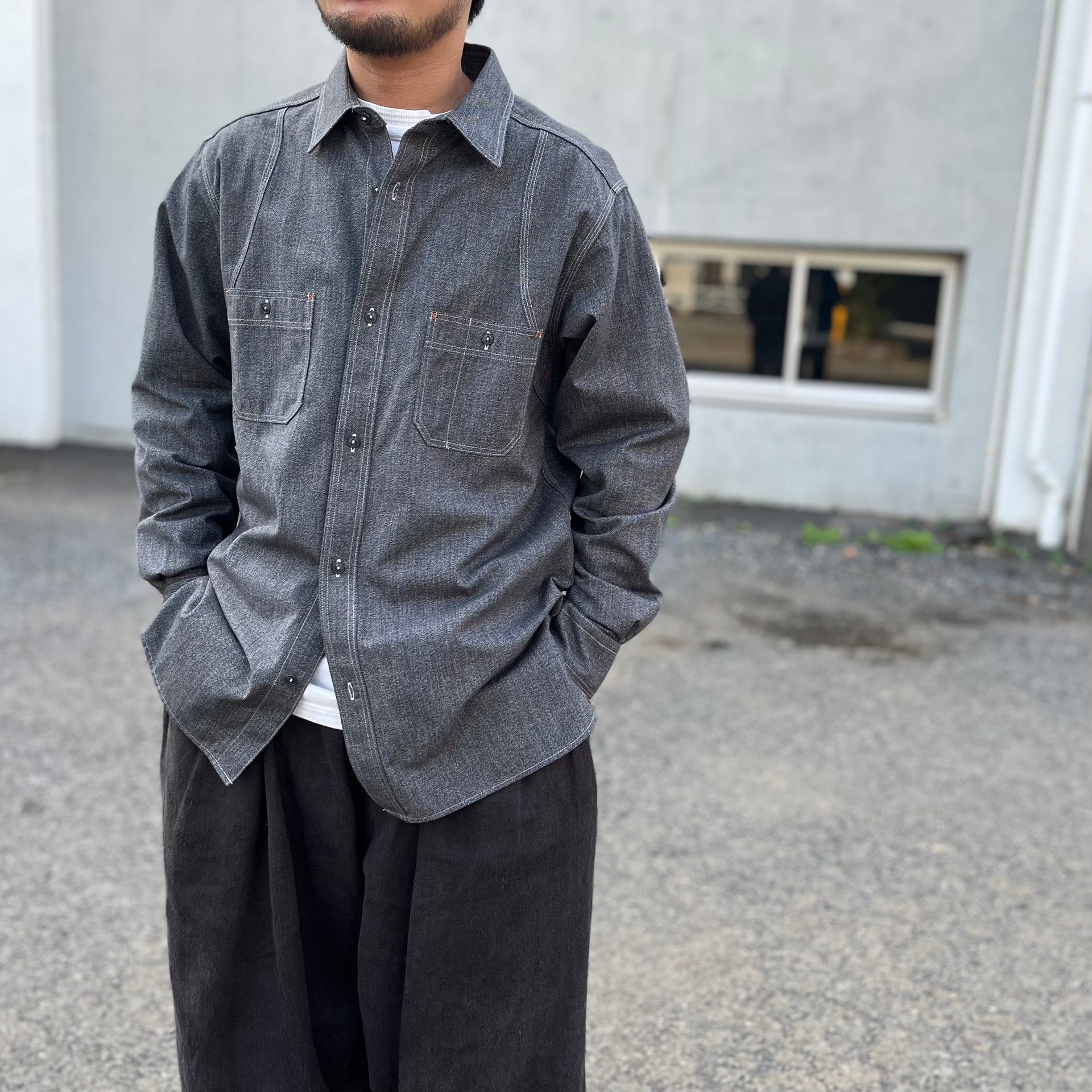 全国直営ラスト1点》NEW MEDICAL SHIRT - Black Chambray 