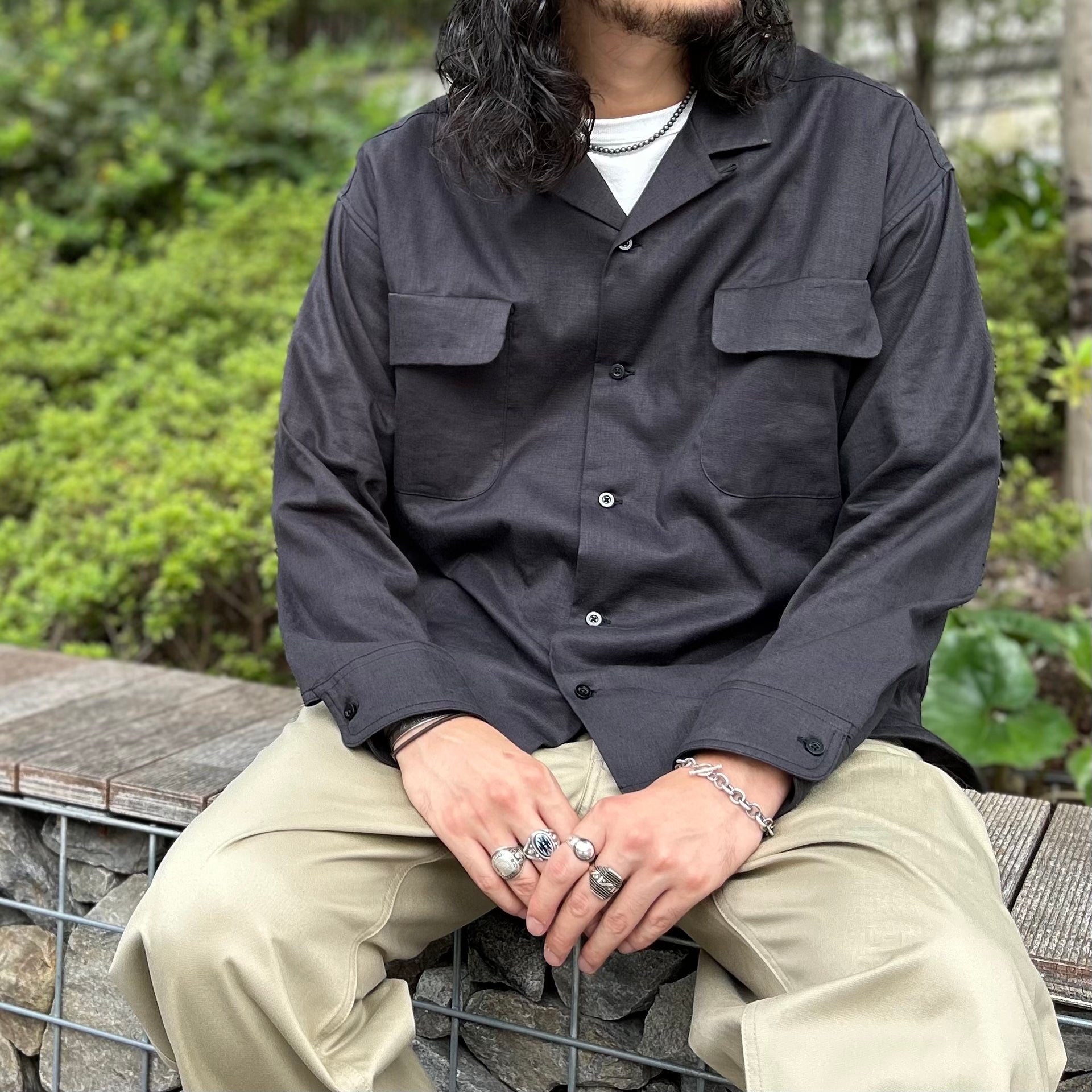 大人のためのシャツ 》OPEN COLLAR SHIRT - LINEN FLEECE – ナイジェル  