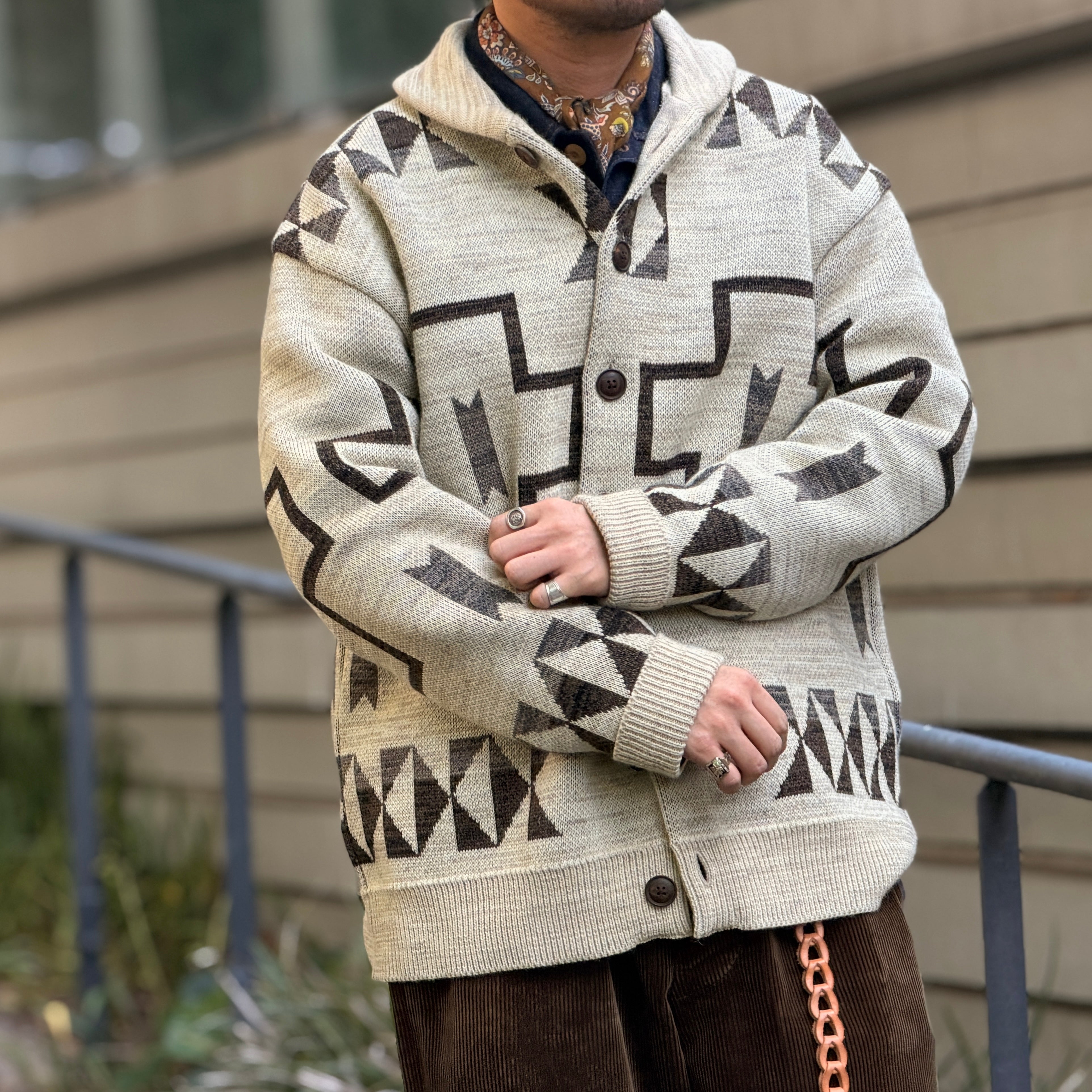 ナイジェルケーボン カーディガン nigelcabourn 48 Made in JAPANが誇る規格外の極上ニット》TRIBAL CARDIGAN