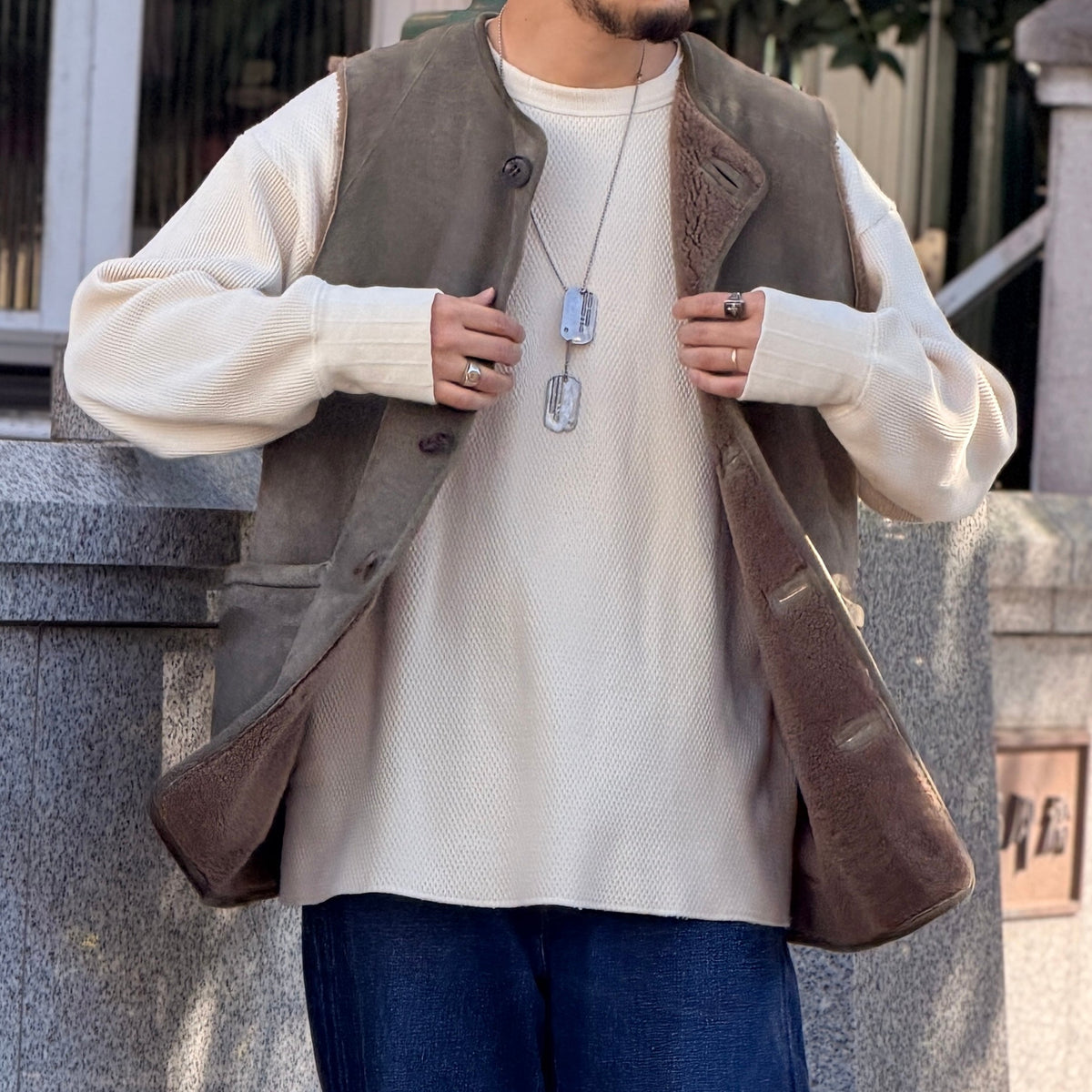 ジャーキンベストに合うインナー》US ARMY LONG SLEEVE - MIX 