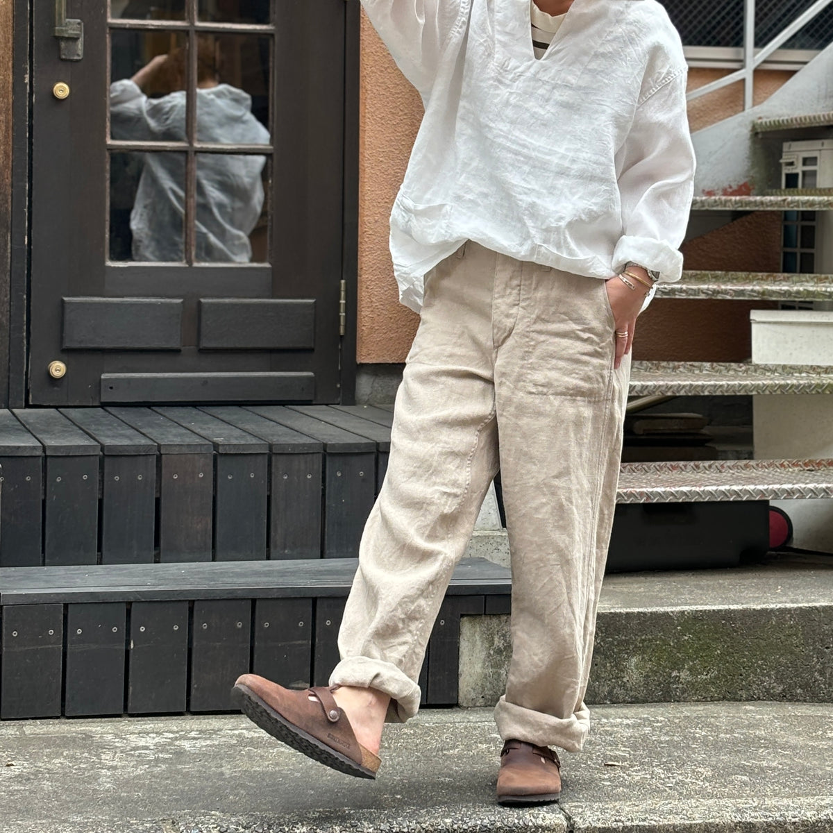リネンの季節》FRENCH WORK PANT- LINEN PIN OX – ナイジェル