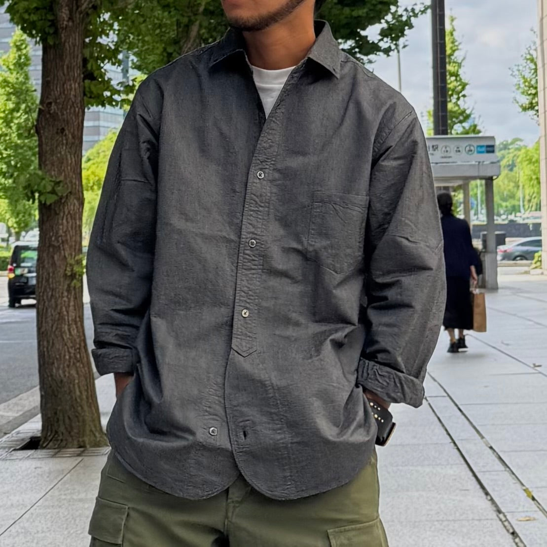 秋めいた頃に最適な一着》BRITISH OFFICERS SHIRT TYPE2 BK