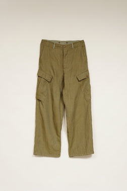 【ナイジェル・ケーボン】MAN / ロイヤルネイビー カーゴパンツ - リネンヘリンボーンツイル / ROYAL NAVY CARGO PANT - LINEN HERRINGBONE TWILL