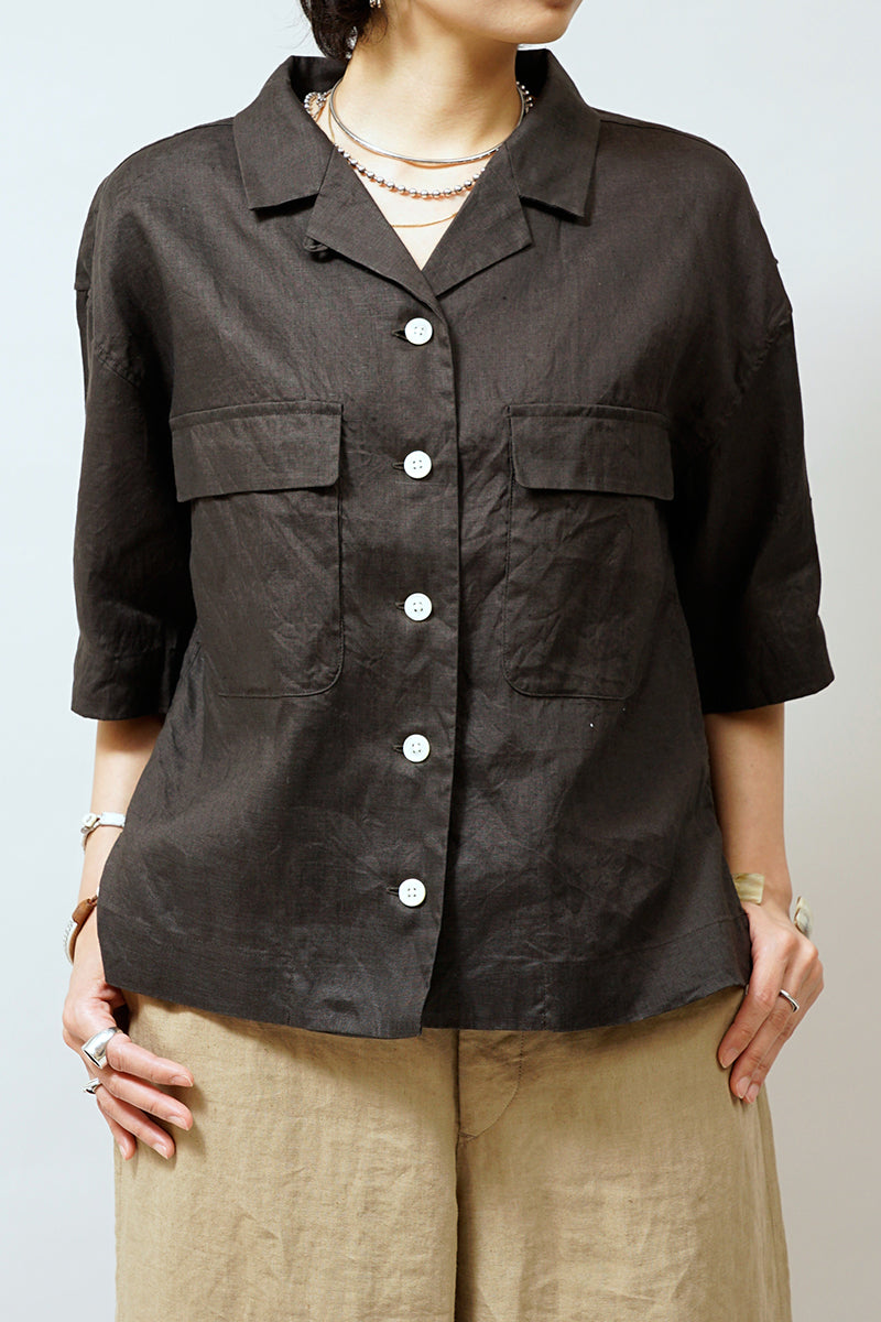 【ナイジェル・ケーボン】 WOMAN / OPEN COLLAR SHIRT - HEMP / オープンカラーシャツ - ヘンプ