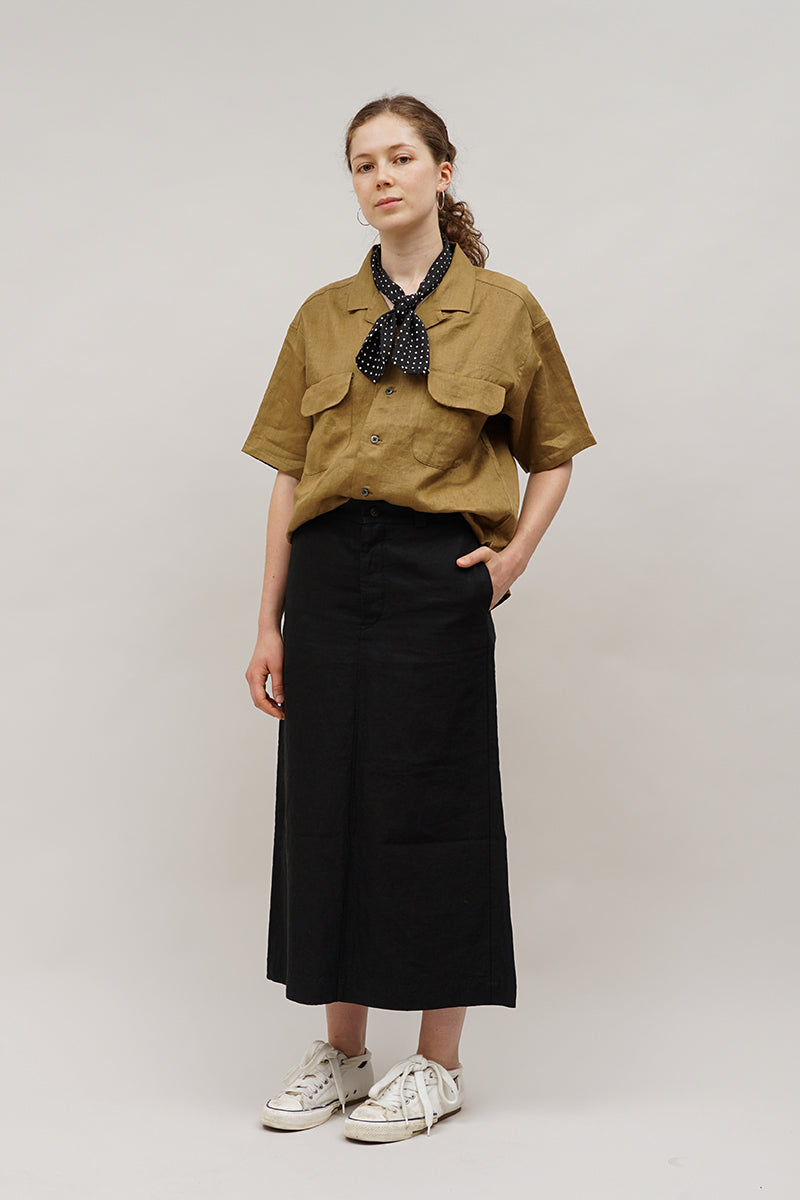 【ナイジェル・ケーボン】UNISEX / オープンカラーシャツ - リネンツイル / OPEN COLLAR SHIRT - LINEN TWILL