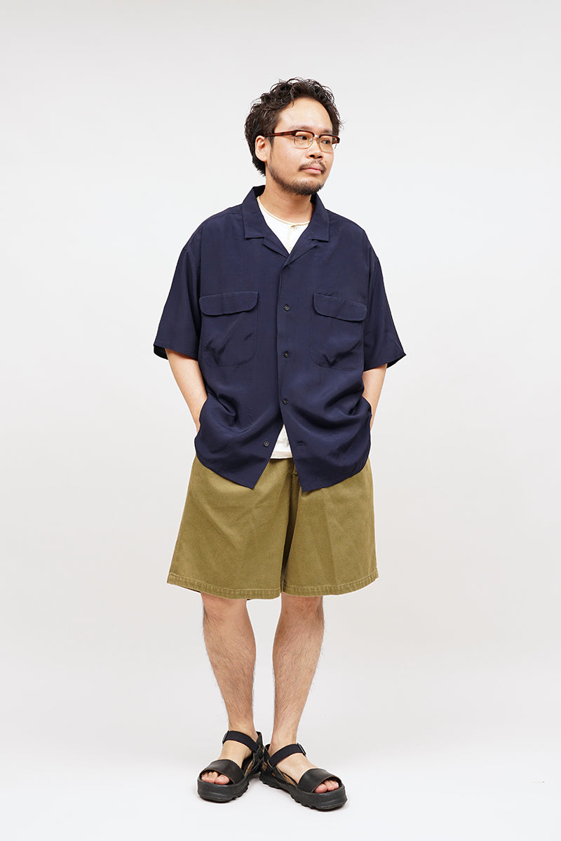 【ナイジェル・ケーボン】MAN / オープンカラーシャツ - レーヨンサルファーダイ / OPEN COLLAR SHIRT - RAYON SULFUR DYE