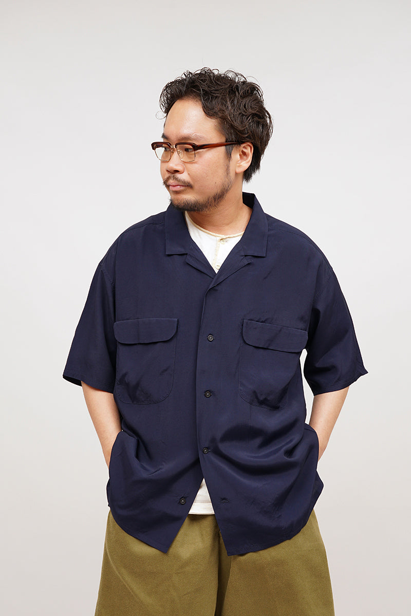 【ナイジェル・ケーボン】MAN / オープンカラーシャツ - レーヨンサルファーダイ / OPEN COLLAR SHIRT - RAYON SULFUR DYE