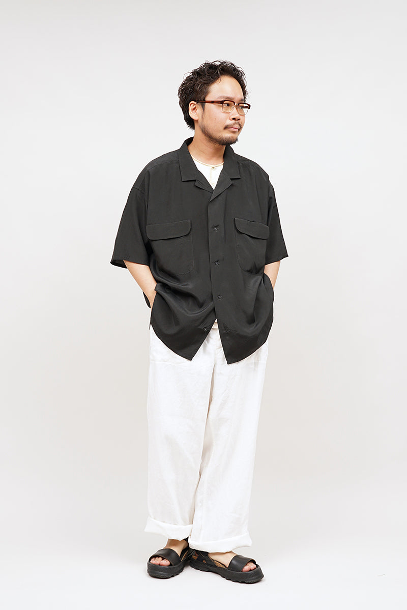 【ナイジェル・ケーボン】MAN / オープンカラーシャツ - レーヨンサルファーダイ / OPEN COLLAR SHIRT - RAYON SULFUR DYE