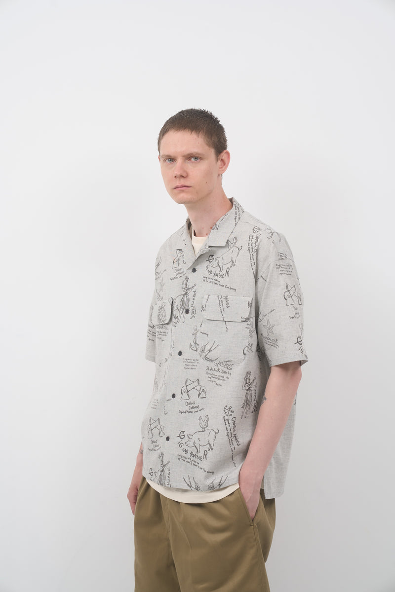 【ナイジェル・ケーボン】MAN / オープンカラーシャツ - タトゥープリント / OPEN COLLAR SHIRT - TATTOO PRINT