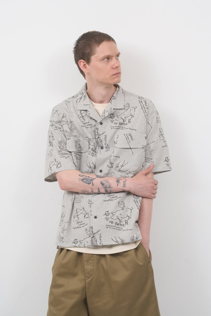 【ナイジェル・ケーボン】MAN / オープンカラーシャツ - タトゥープリント / OPEN COLLAR SHIRT - TATTOO PRINT
