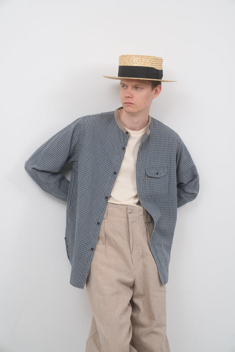【ナイジェル・ケーボン】MAN / ファーマースタンダードシャツ - コットンリネン / FARMER STAND SHIRT - COTTON LINEN