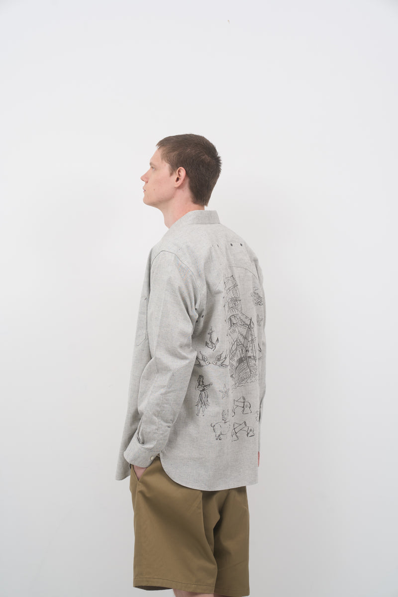 【ナイジェル・ケーボン】MAN / メディカルシャツ - タトゥープリント / MEDICAL SHIRT - TATTOO PRINT