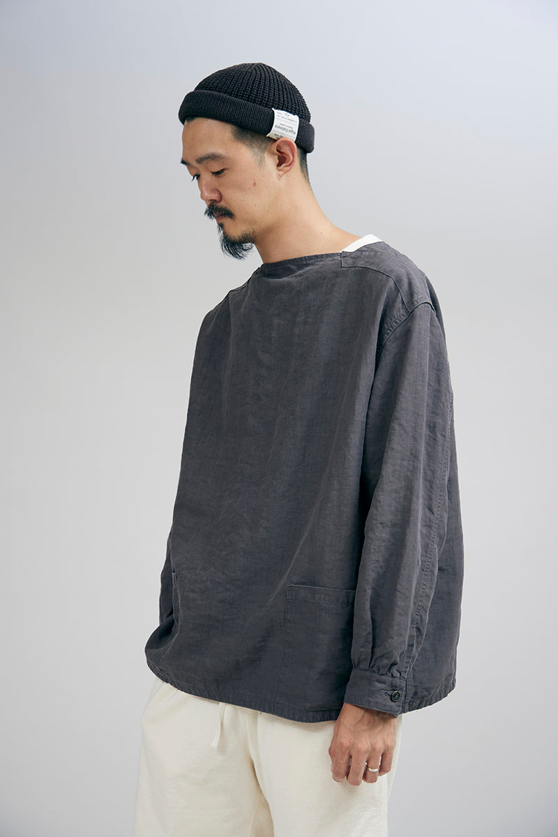 【ナイジェル・ケーボン】UNISEX / フィッシャーマンシャツ - ハイデンシティーリネンニドムウォッシュ / FISHERMANS SHIRT - HIGHDENSITY LINEN NIDOM WASH