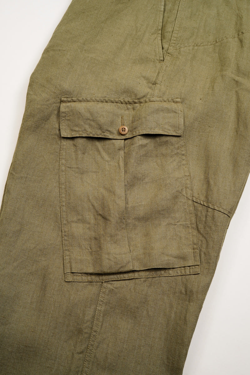 【ナイジェル・ケーボン】MAN / ロイヤルネイビー カーゴパンツ - リネンヘリンボーンツイル / ROYAL NAVY CARGO PANT - LINEN HERRINGBONE TWILL