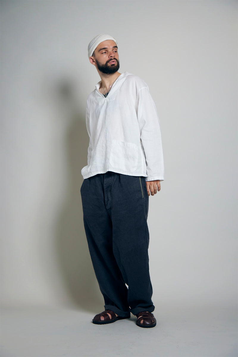 【ナイジェル・ケーボン】MAN / フレンチプルオーバーシャツ -ヘンプ / FRENCH PULLOVER SHIRT -HEMP