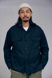 【ナイジェル・ケーボン】MAN /  オープンカラーシャツ - リネンフリース / OPEN COLLAR SHIRT - LINEN FLEECE