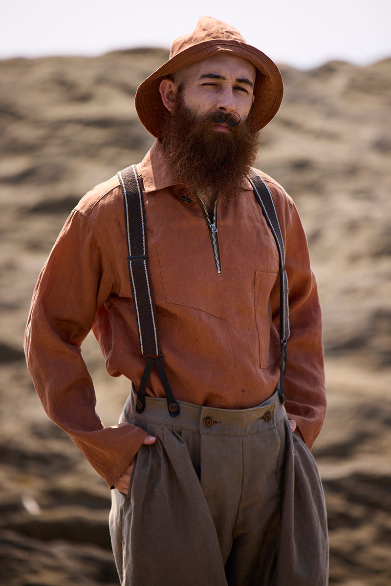 【ナイジェル・ケーボン】MAN / フィッシャーマンジップアップシャツ - カキシブ / FISHERMAN ZIPUP SHIRT - KAKISHIBU