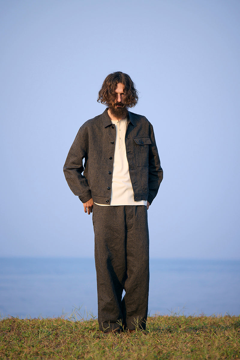 予約商品【ナイジェル・ケーボン】MAN / フレンチワークジャケット - ミックスブラックシャンブレー / FRENCH WORK JACKET - MIX BLACK CHAMBRAY