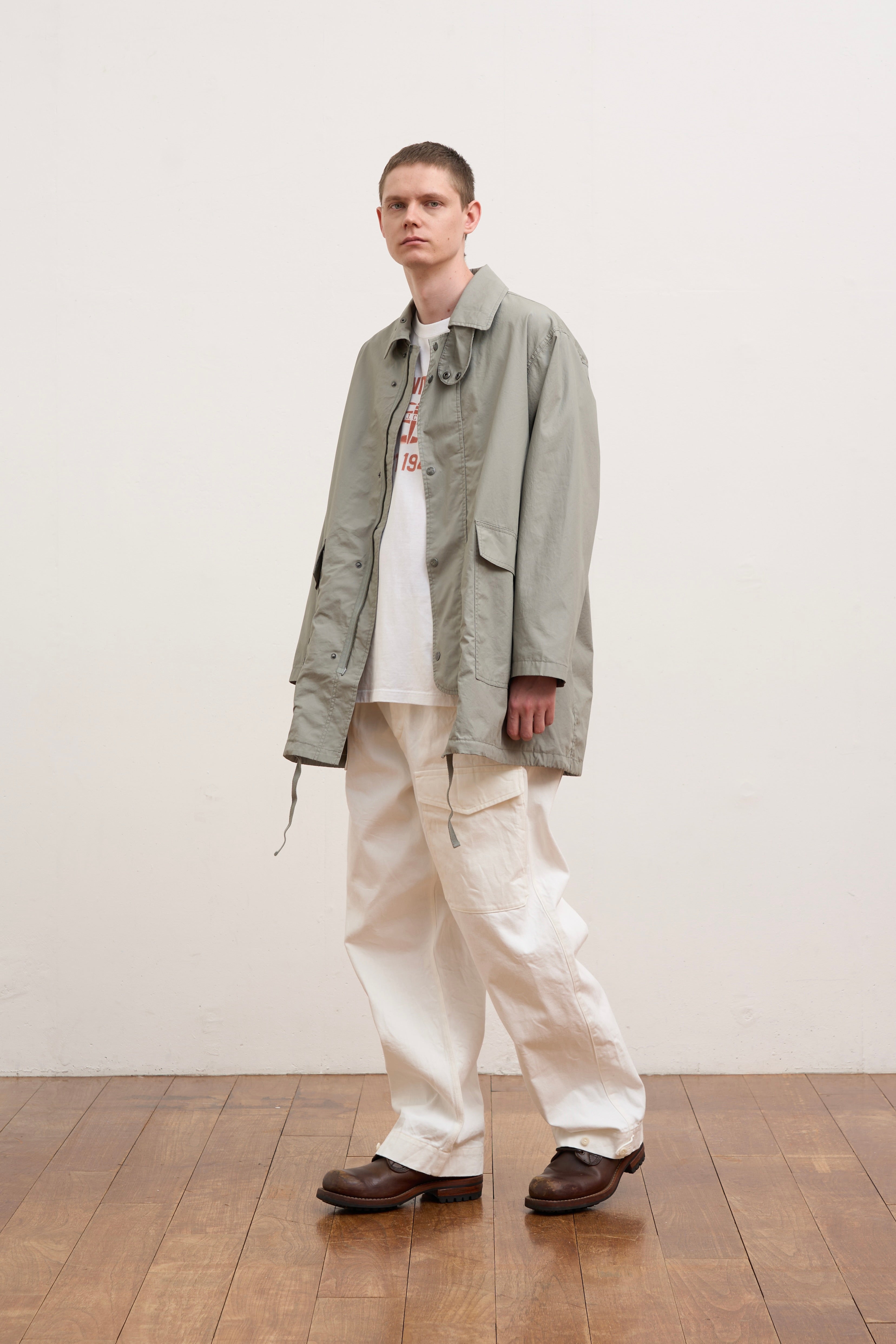 ナイジェルケーボン　ショートコート　SHDコットン　グレー　48 Styling]Nigel Cabourn THE ARMY GYM FLAGSHIP STORE 2023.10.12