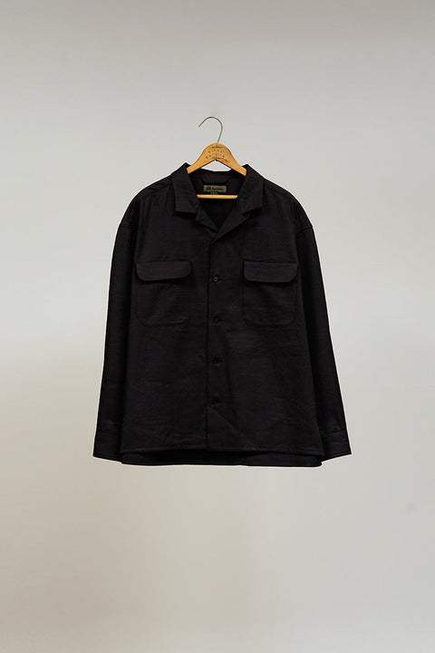 【ナイジェル・ケーボン】MAN /  オープンカラーシャツ - リネンフリース / OPEN COLLAR SHIRT - LINEN FLEECE